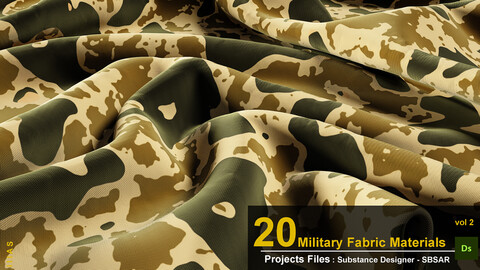 20 Military Fabric Materials in Substance Designer -vol 2 ( SBSAR) Texture 4k