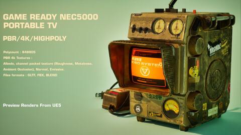 Game Ready NEC 5000 Retro Portable TV 3d Asset