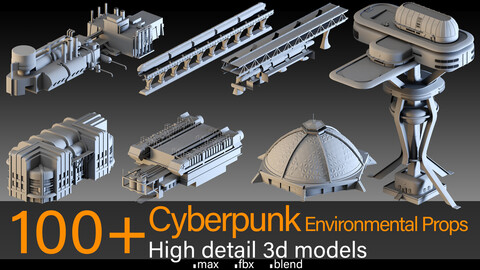 100+, Cyberpunk Environmental Props and details