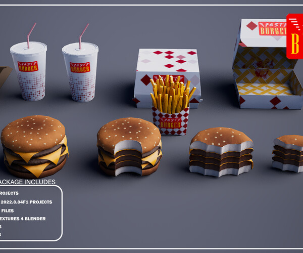 ArtStation - Triple Cheese Burger - Package | Game Assets