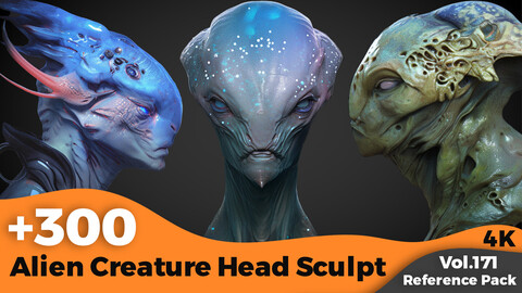 +300 Alien Creature Head Sculpt(4k)