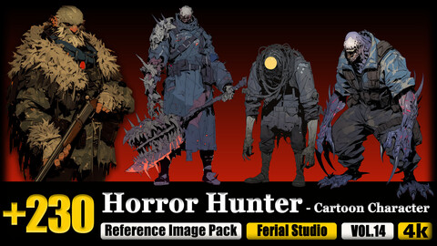 230 Horror Hunter - Cartoon Character Reference Image Pack v.14 |4K|