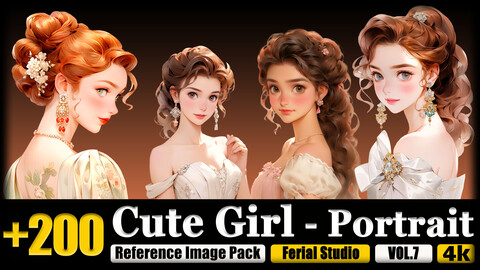 200 Cute Girl - Portrait Reference Image Pack v.7 |4K|