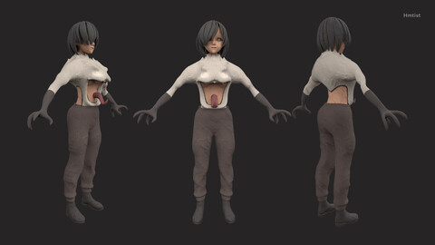 Rigged Snake Lady 3D Character Model - High-Detail Textures for Animation  Games