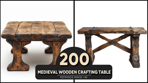 Medieval Wooden Crafting Table 4K Reference/Concept Images