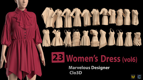 23 Women's Dress (vol6) + Zprj +Obj + Fbx