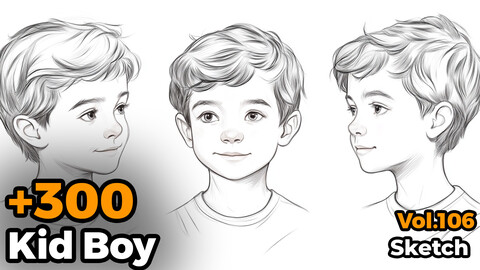 +300 Kid Boy Sketch Reference(4k)