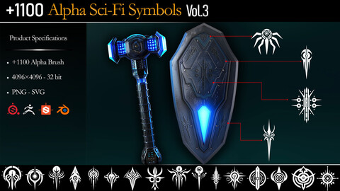 +1100 Alpha Sci-Fi Symbols (MEGA PACK) - Vol.3