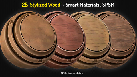 25 Stylized Wood Smart Materials - Vol 1 + 2 Free Samples