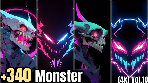 +340 Monster sticker and logo concept(4k)