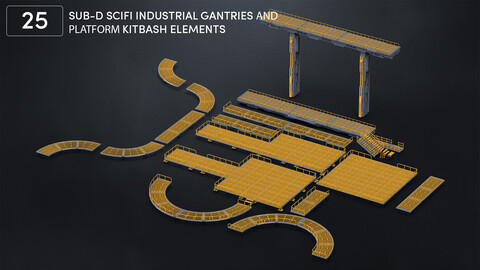 25 SUBD Modular Scifi Industrial Gantries And Walkways