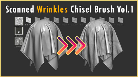 50 Scanned Wrinkles Chisel Brushes Vol.1