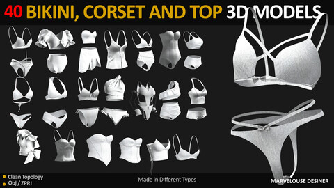 40 BIKINI, CORSET AND TOP 3D MODELS