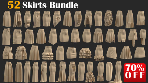 52 Skirts Bundle. 70% off | Marvelous / CLO Project file - OBJ - FBX