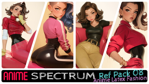 ANIME SPECTRUM REF PACK 08 - Female Latex Fashion Pinup Character Design Vol.1, 444 AI generated Concept Characters