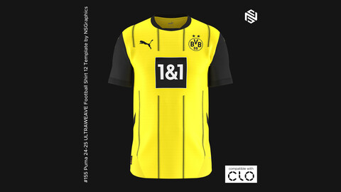 Puma 24-25 ULTRAWEAVE Football Shirt 12 Template for CLO 3D & Marvelous Designer