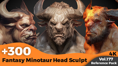 +300 Fantasy Minotaur Head Sculpt(4k)