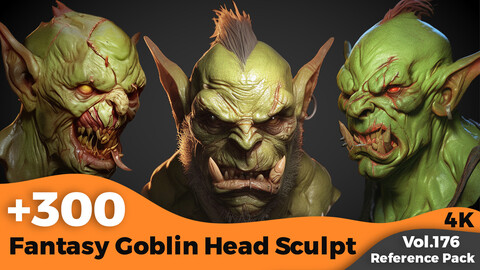 +300 Fantasy Goblin Head Sculpt(4k)