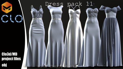 Dress pack 11. Marvelous Designer/Clo3d project + OBJ.