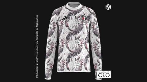 Adidas 24-25 Pre-Match Warm Top Template for CLO 3D & Marvelous Designer