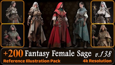 200 Fantasy Female Sage Reference Pack | 4K | v.138