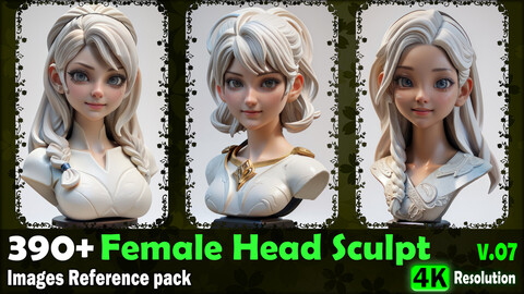 390+ Female Head Sculpt Images Reference Pack - 4K Resolution - V.07