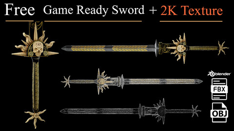 Free Game ready Sword PBR Low poly