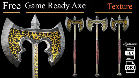 Free Game ready Axe PBR Low poly