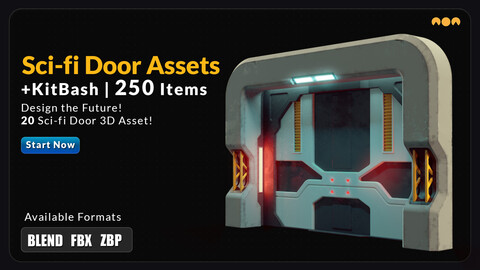 250 Sci-fi Door Kit Bash + 20 Sci-fi Door 3D Asset