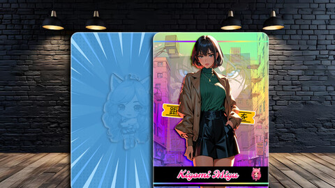 Holographic Anime game card template V 824