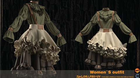 women`s outfit (marvelous and clo3d)(zprj -obj-fbx)