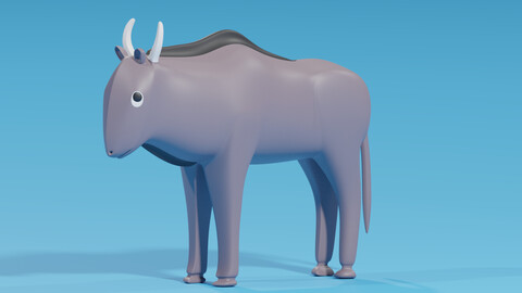 Cartoon Cute Wildebeest 3D model