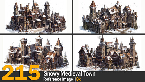 Snowy Medieval Town | Reference Images | 8K