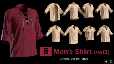 8 Men's Shirt (vol2) + Zprj +Obj + Fbx