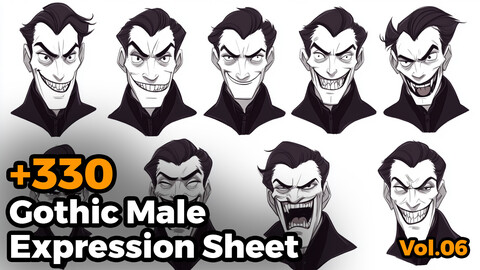 +330 Gothic Male Expression Sheet(4k)