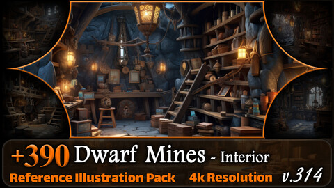 390 Dwarf Mines Environment - Interior Concept Reference Pack | 4K | v.314