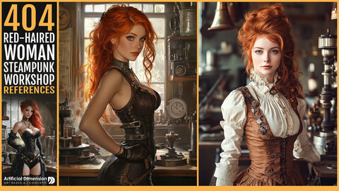 404 Red-Haired Woman in Steampunk Workshop