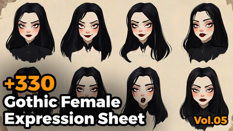 +330 Gothic Female Expression Sheet(4k)