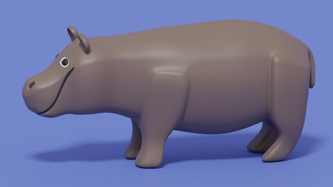 Cartoon Cute Hippopotamus 3D model