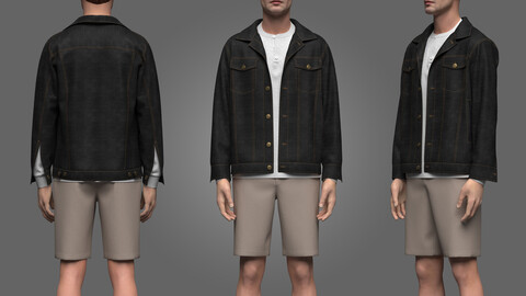 Denim Jacket and Shorts Outfit_3D Model