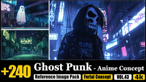 240 Ghost Punk - Anime Concept Reference Image Pack v.43 |4K|