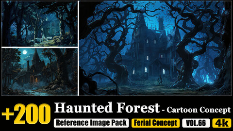 200 Haunted Forest - Cartoon Concept Reference Image Pack v.66 |4K|