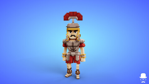 Voxel Roman Legionary Character - 3D Lowpoly Game Asset