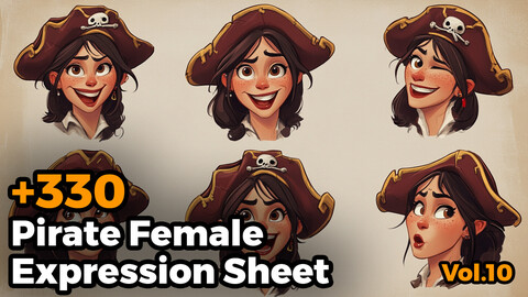 +330 Pirate Female Expression Sheet(4k)