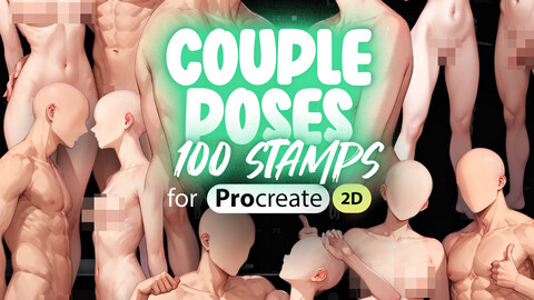 2D Procreate 100 Couple Bodies Stamps | Procreate Woman with Man Bodies Stamp Brushes | Procreate Cuple Poses Stamps | Procreate NSFW Stamps