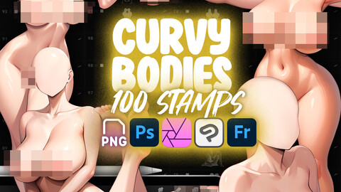 100 Photoshop Manga Curvy Bodies PSD | Photoshop Plus Size Bodies png | Photoshop Women Poses PNG | Plus Size Body NSFW png