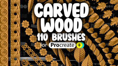 110 Procreate 3D Carved Wood Brushes | Procreate Wood Brushes | Procreate Wooden Brushes | Procreate Dual-Color Brush