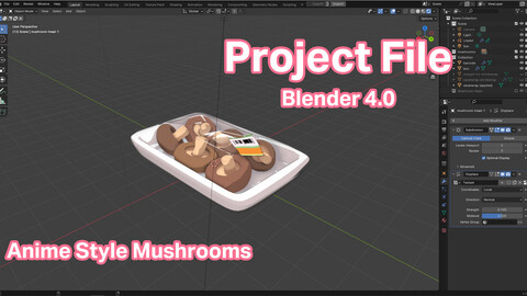 Stylized Anime Mushrooms - Project File (Blender Eevee)