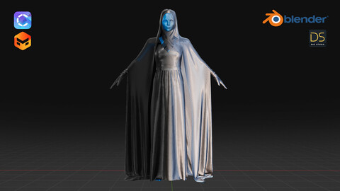 Nun costume / New version: A-pose + Blend file (Quads)