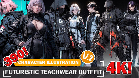 390 Futuristic Techwear Outfit Character References and Design Inspiration Art V2 4K